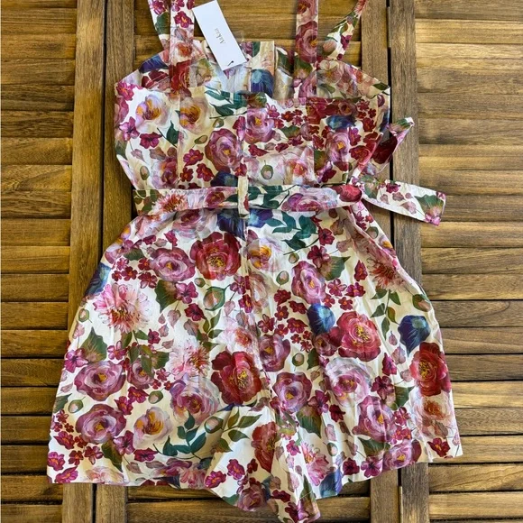 Aakaa Multicolor Floral Romper Baltic Born NWT Size Medium Spring Wedding Vacay - Picture 4 of 4
